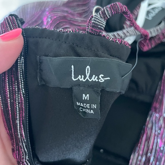 Lulu's Metallic Purple Tiered Mini Dress - Picture 12 of 16